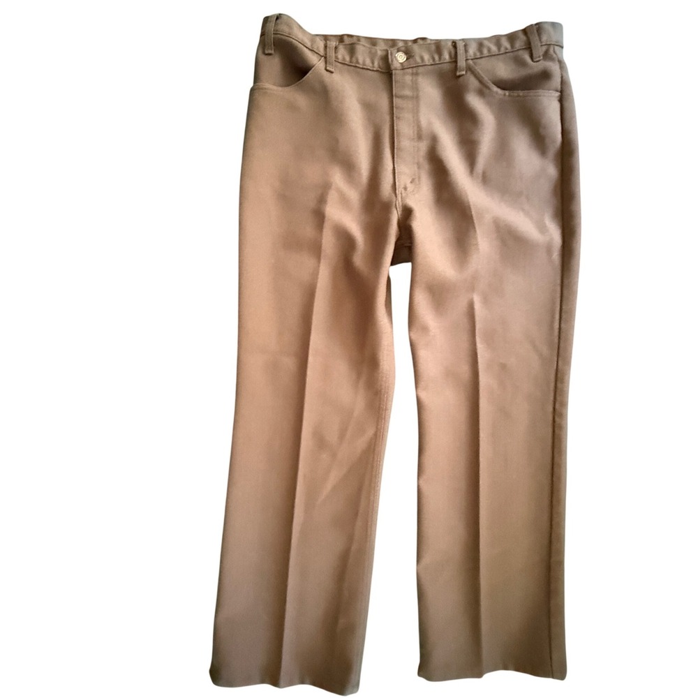 Vintage Levis‎ Brown Herringbone Knit Flare Trousers W42 L30 1970s